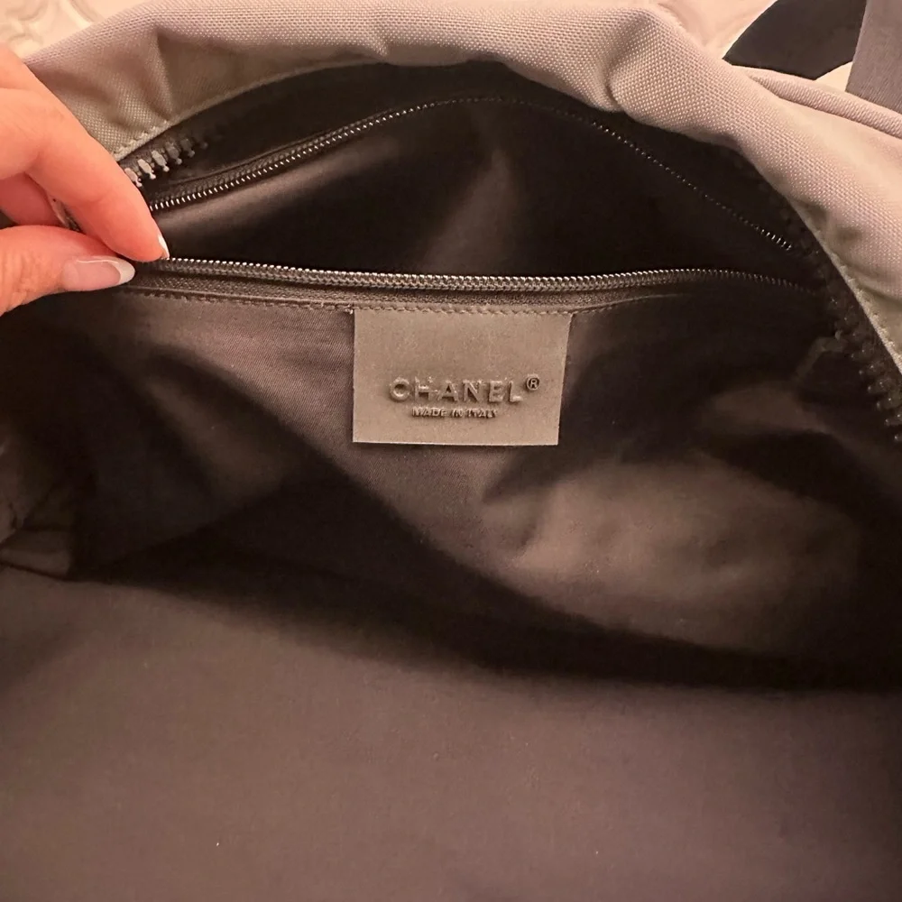 CHANEL Vintage Sportline Gym Bag in Black & Gray